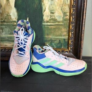 Adidas Harden Stepback J Sneakers in the Pink Tint and Glory Mint Colorway